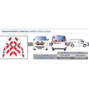 TRANSPORTER 2 portes arrières de 2004 - Classe B - Avant, arrière et latéraux mini - Rouge et blanc