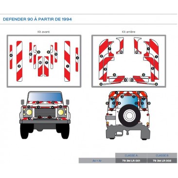 Land Rover Defender 90 à partir de 1994 - Rouge & Blanc - Avant + Arrière - Classe A