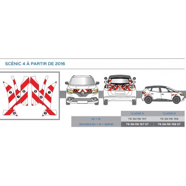 Renault Scénic 4 à partir de 2016 - Rouge & Blanc - Avant + Arrière - Classe B