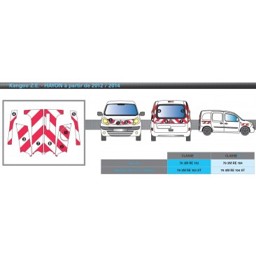 KANGOO ZE hayon de 2012 - Classe A - Avant, arrière et latéraux mini - Rouge et blanc