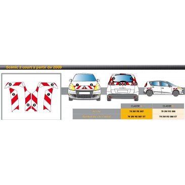 SCENIC S3 COURT - Classe A - Avant, arrière et latéraux mini - Rouge et blanc