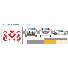 MEGANE 3 COUPE de 2008 5PO - Classe A - Avant, arrière et latéraux mini - Rouge et blanc