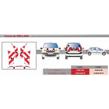 PICASSO de 1999 à 2004 - classe A - avant, arrière plus latéraux mini - Rouge et Blanc