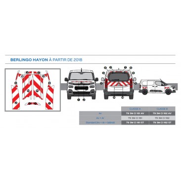 Citroën Berlingo hayon à partir de 2018 - Rouge & Blanc - Avant + Arrière - Classe B