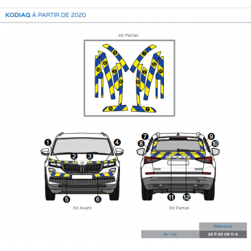 Skoda Kodiaq à partir de 2020 - Jaune & Bleu - Avant + Arrière