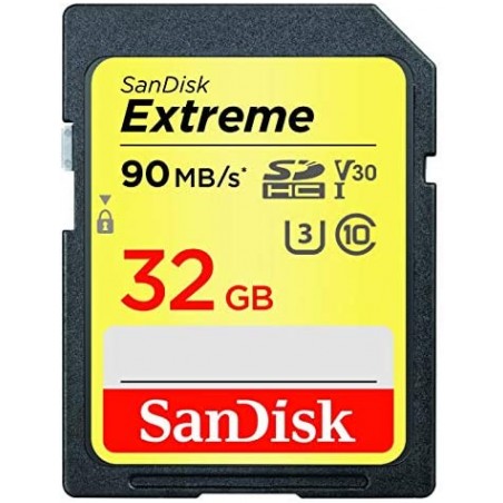 Carte Mémoire SDHC Sandisk Extreme 32 Go jusqu'à 90 Mo/s, Classe 10, U3, V30