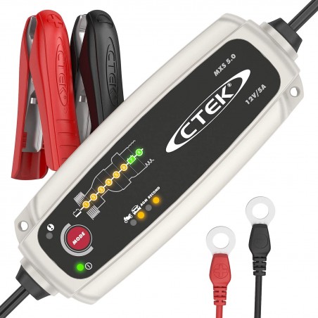 Chargeur de Batterie Entièrement Automatique (Charge, Maintient et Reconditionne les Batteries Auto et Moto) 12V, 5 Amp