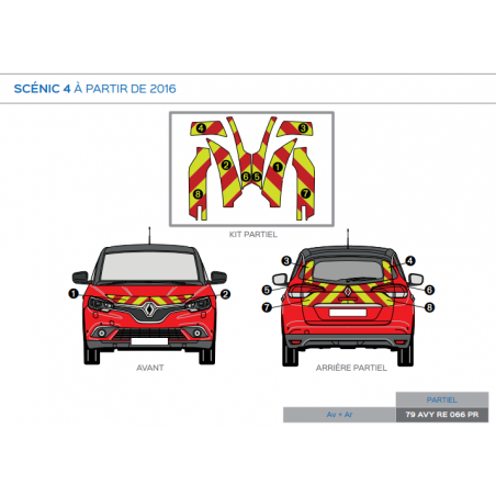 Renault Scénic 4 à partir de 2016 - Rouge & Jaune - Avant + Arrière