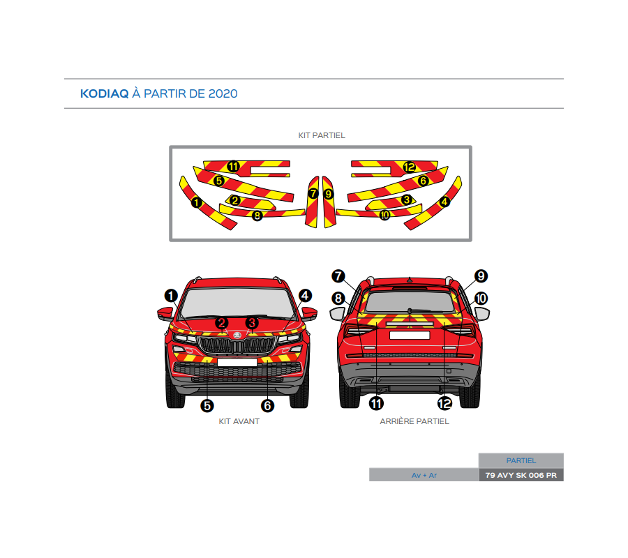 Skoda Kodiaq à partir de 2020 - Rouge & Jaune - Avant + Arrière