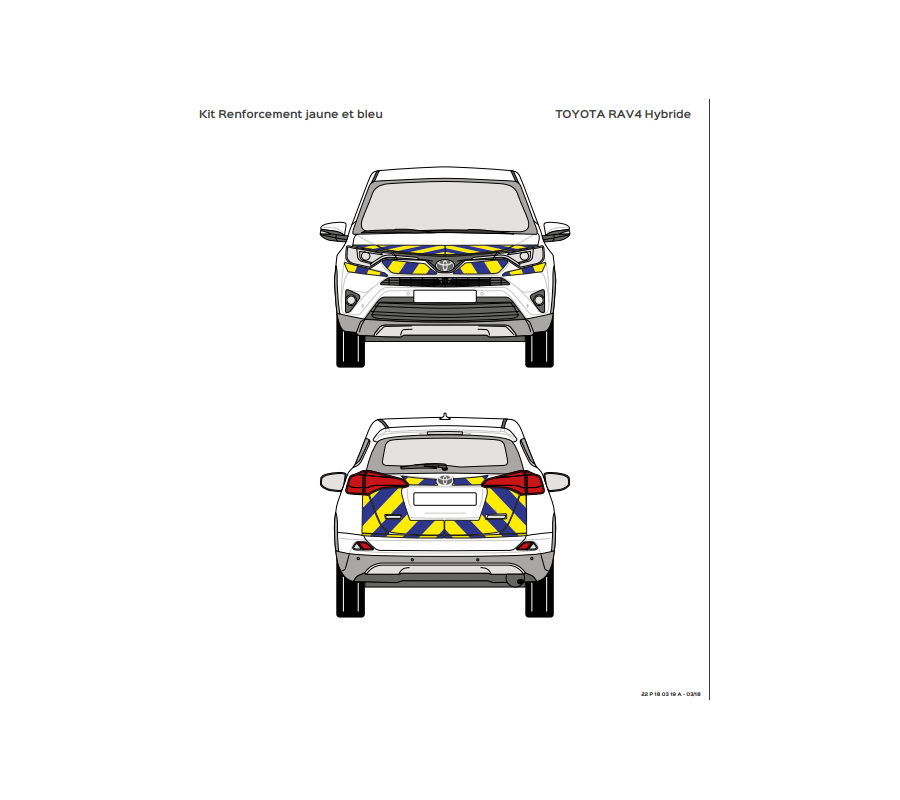 Toyota RAV-4 - Jaune & Bleu - Avant + Arrière