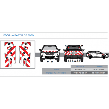 Peugeot 2008 à partir de 2020 - Rouge & Blanc - Avant + Arrière - Classe B
