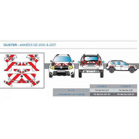 Dacia Duster de 2010 à 2017 - Rouge & Blanc - Avant + Arrière + Latéraux mini - Classe A