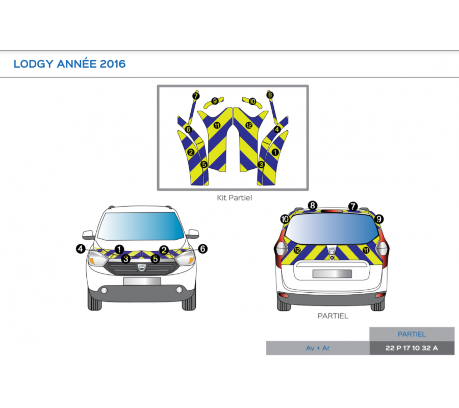 Dacia Lodgy de 2016 - Jaune & Bleu - Avant + Arrière