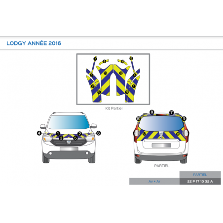 Dacia Lodgy de 2016 - Jaune & Bleu - Avant + Arrière