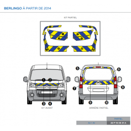Citroën Berlingo hayon à partir de 2014 - Jaune & Bleu - Avant + Arrière