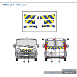 Renault Trafic 2 portes L1H1 de 2001 - Jaune & Bleu - Avant + Arrière