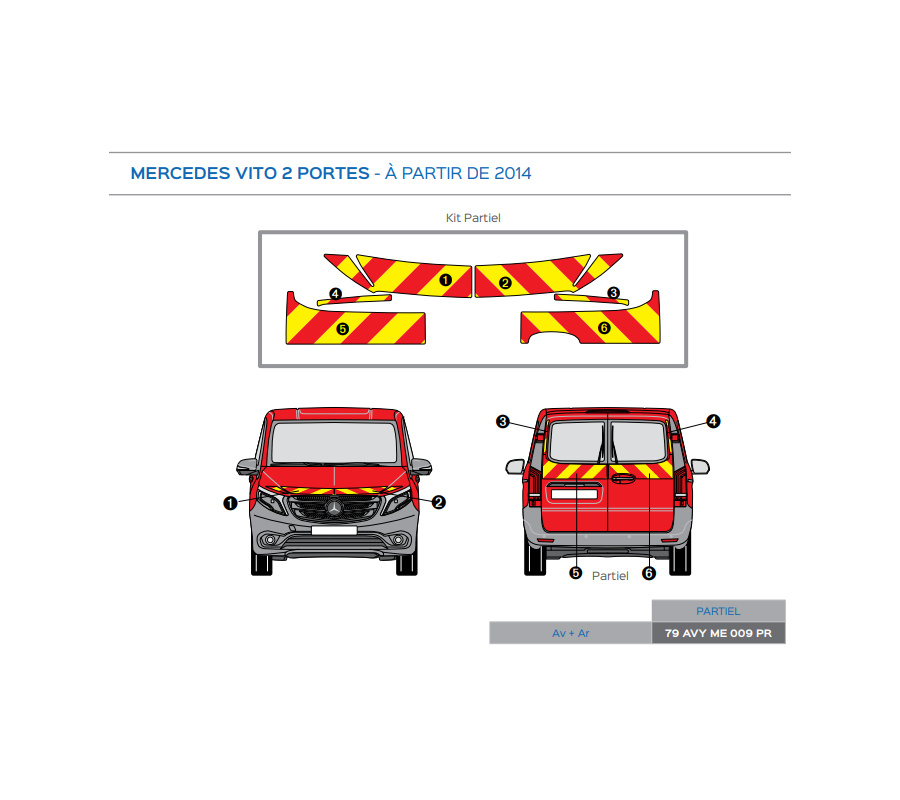 Mercedes Vito 2 portes à partir de 2014 - Rouge & Jaune - Avant + Arrière