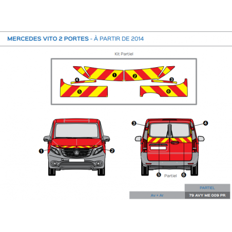 Mercedes Vito 2 portes à partir de 2014 - Rouge & Jaune - Avant + Arrière