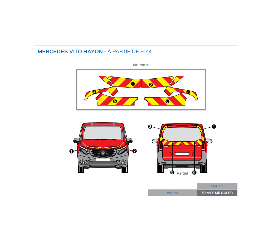 Mercedes Vito Hayon à partir de 2014 - Rouge & Jaune - Avant + Arrière