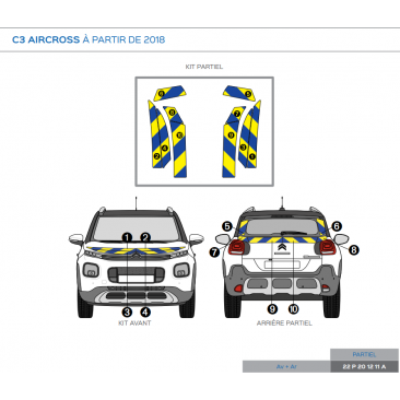 Citroën C3 Aircross à partir de 2018 - Jaune & Bleu - Avant + Arrière