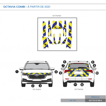 Skoda Octavia Combi à partir de 2021 - Jaune & Bleu - Avant + Arrière