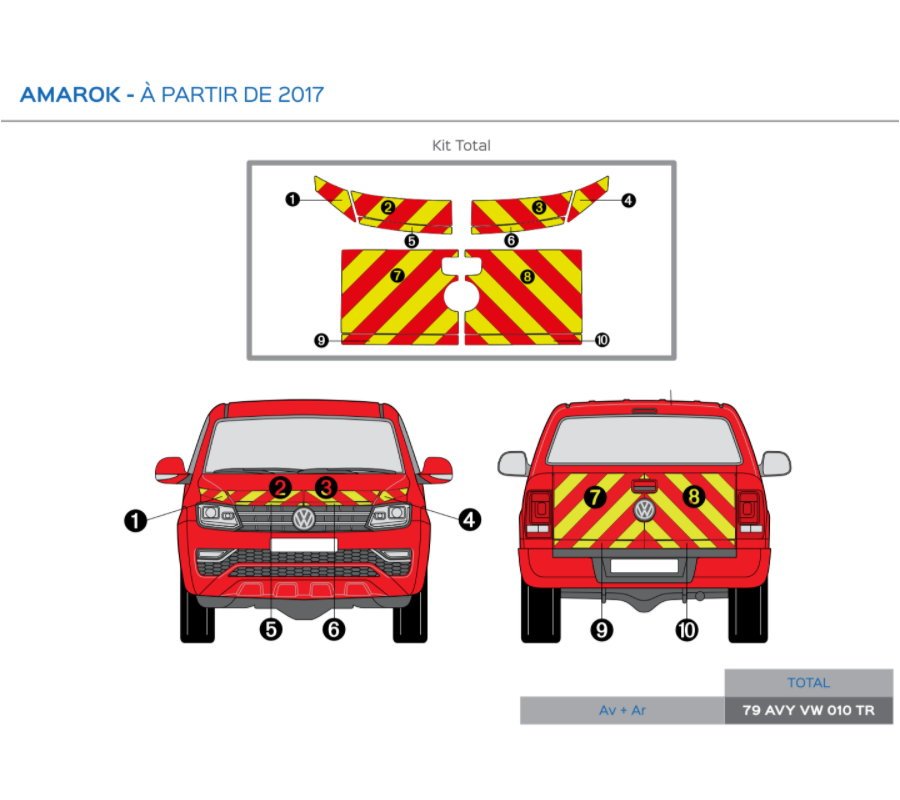 Volkswagen Amarok à partir de 2017 - Rouge & Jaune - Avant + Arrière Total