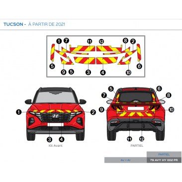 Hyundai Tucson à partir de 2021 - Rouge & Jaune - Avant + Arrière