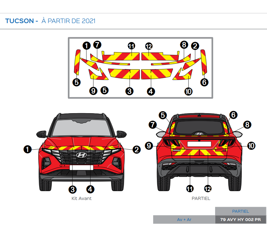Hyundai Tucson à partir de 2021 - Rouge & Jaune - Avant + Arrière