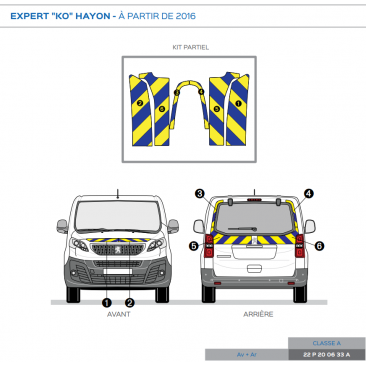 Peugeot Expert KO hayon à partir de 2016 - Jaune & Bleu - Avant + Arrière
