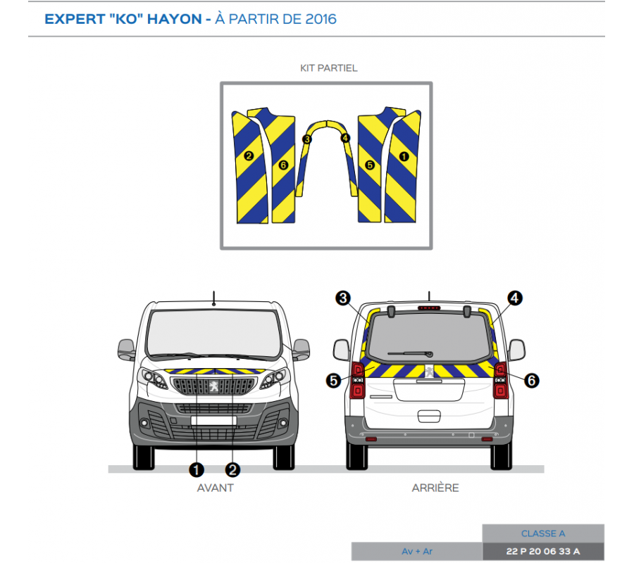 Peugeot Expert KO hayon à partir de 2016 - Jaune & Bleu - Avant + Arrière