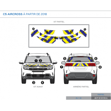 Citroën C5 Aircross à partir de 2018 - Jaune & Bleu - Avant + Arrière