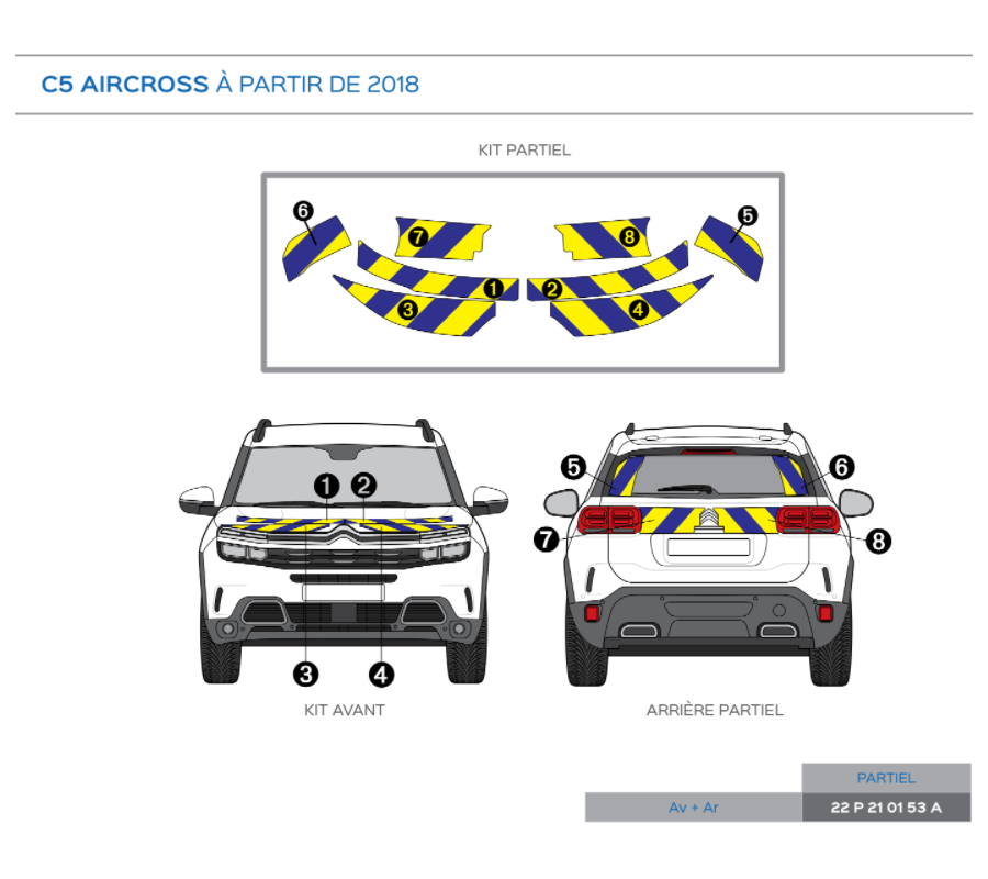Citroën C5 Aircross à partir de 2018 - Jaune & Bleu - Avant + Arrière